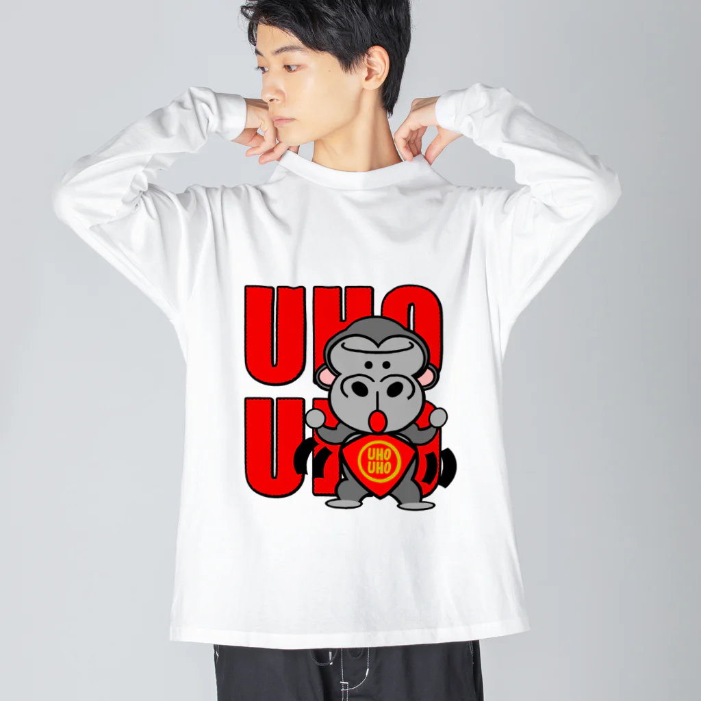 オリジナルデザインTシャツ　SMOKIN'のUHOUHOゴリッキー(腹かけバージョン) ビッグシルエットロングスリーブTシャツ