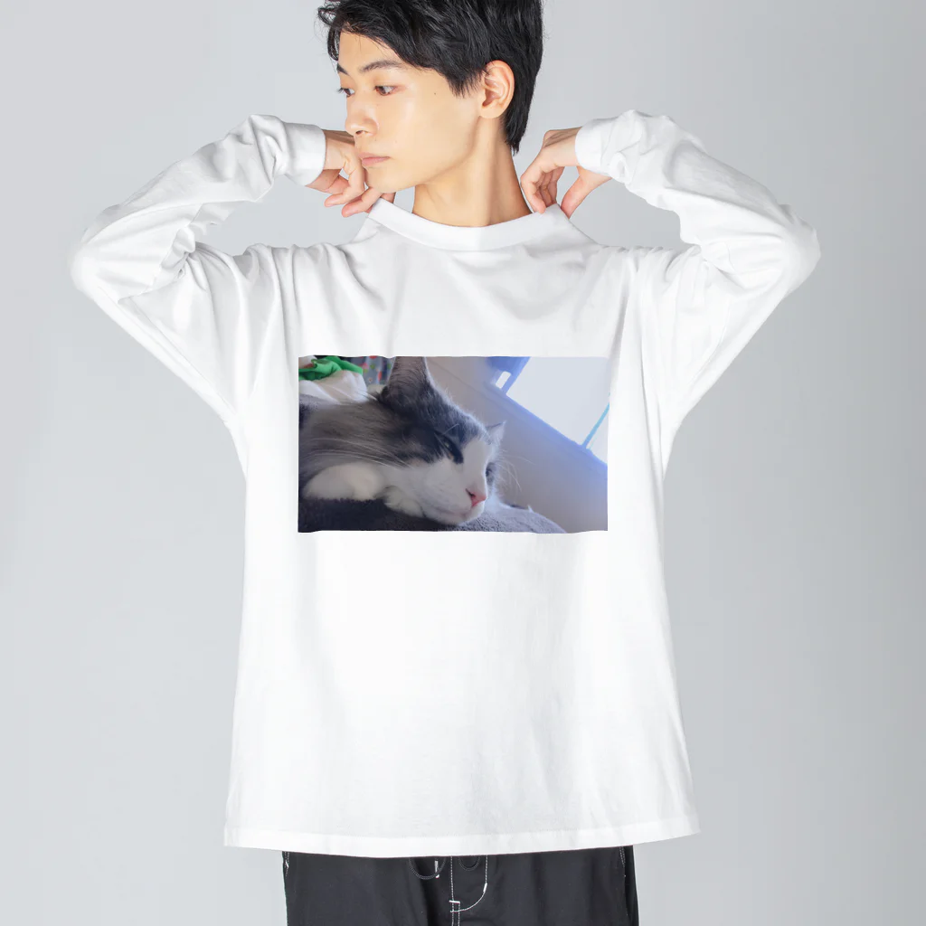 wagashicatsのたそがれねこ ビッグシルエットロングスリーブTシャツ