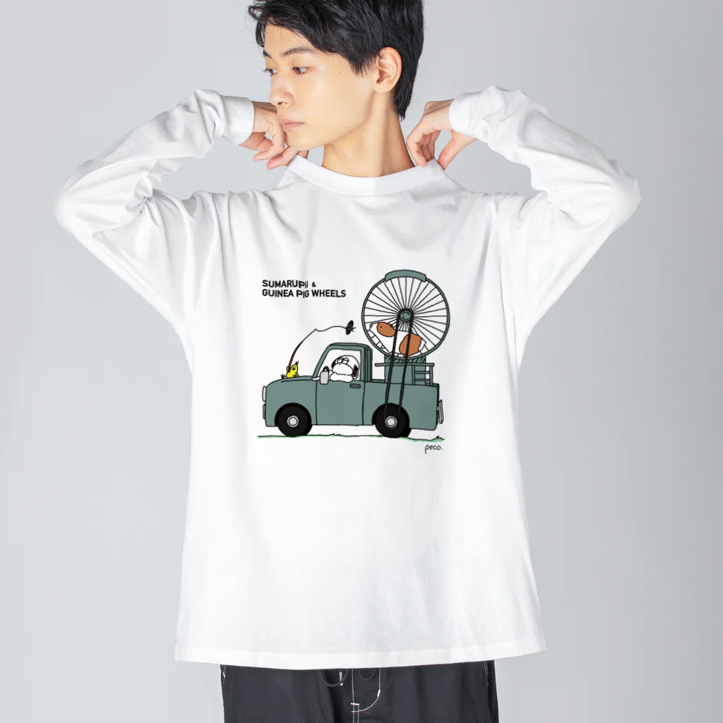 yo-pecoのスマルピーとモルモットカー ビッグシルエットロングスリーブTシャツ