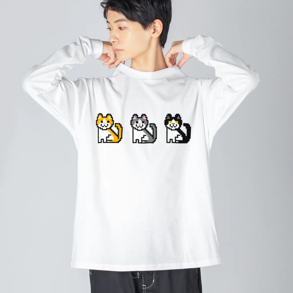 ねころぽん【ドット】のハチワレ猫ちゃんズ ビッグシルエットロングスリーブTシャツ