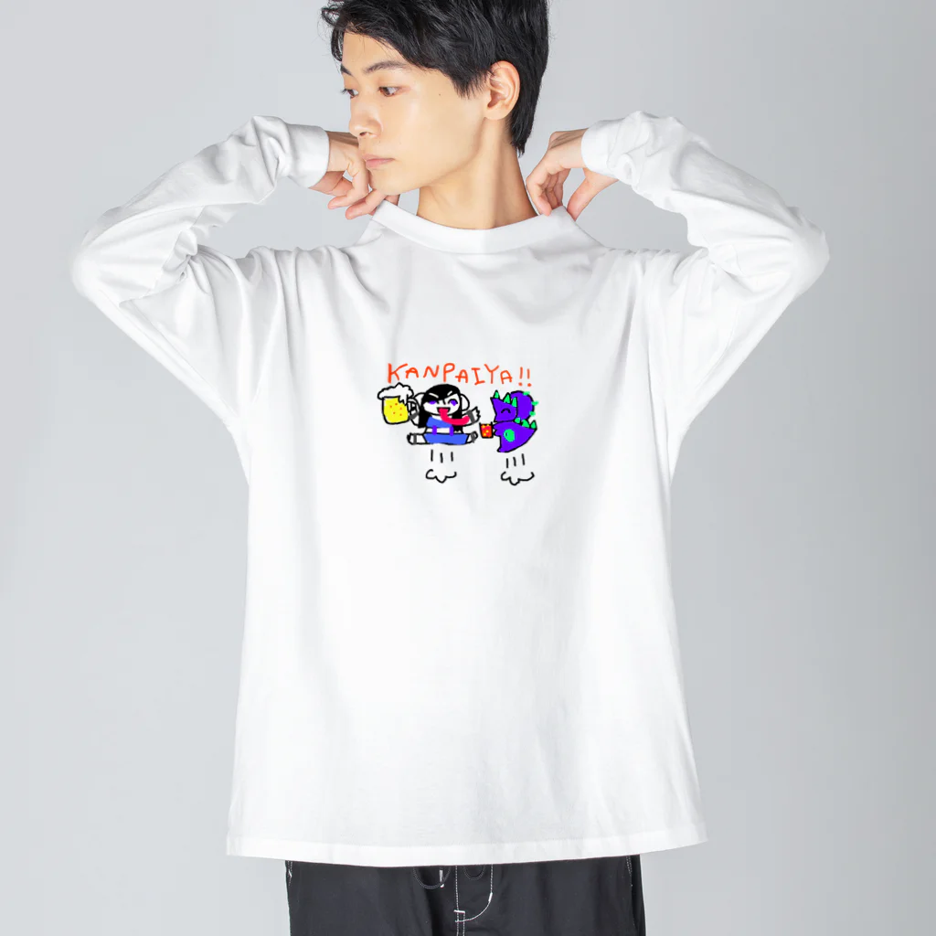 支配者様に投げ銭ショッッップのKANPAIYA! ビッグシルエットロングスリーブTシャツ