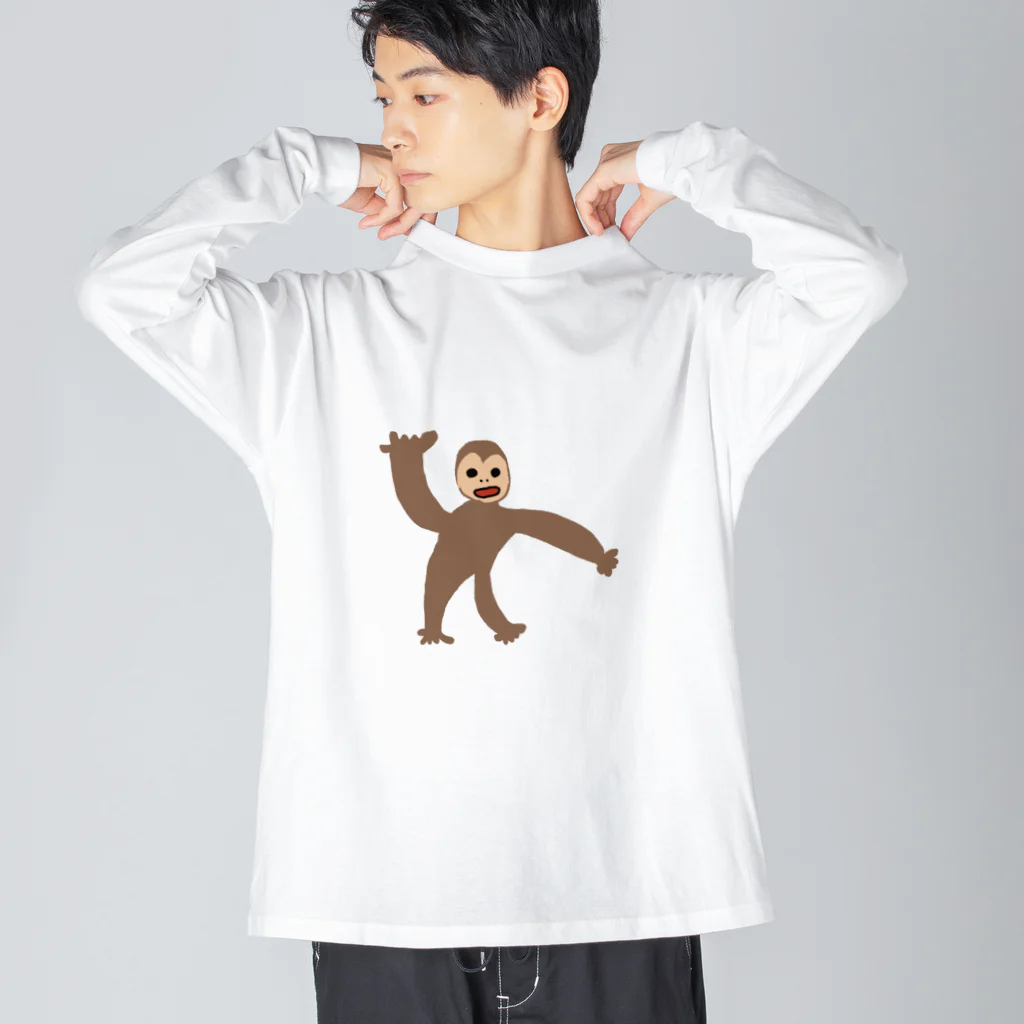 絵を描く旦那のさる ビッグシルエットロングスリーブTシャツ