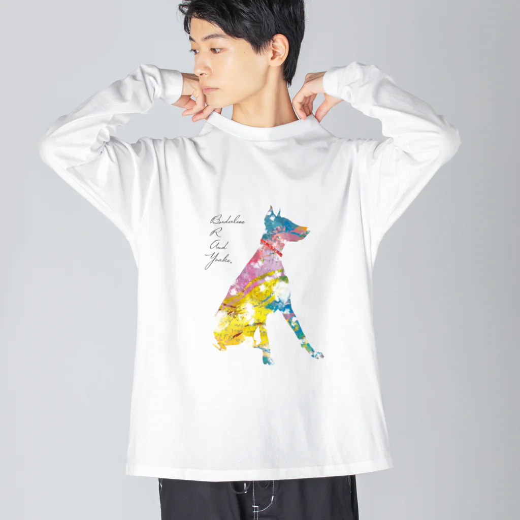 水母よるのdog。 ビッグシルエットロングスリーブTシャツ