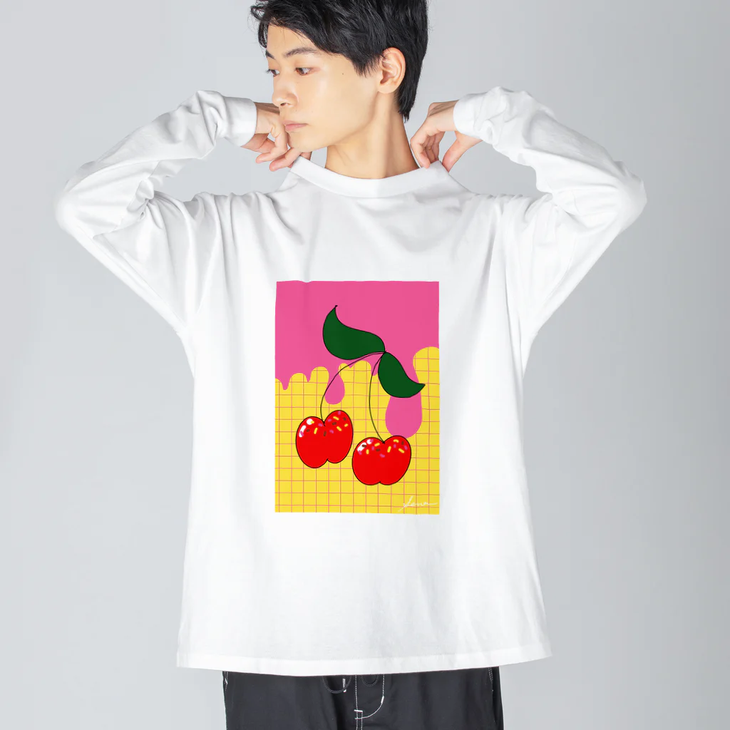 なんでもデザイン屋さんのアメリカンチェリー Big Long Sleeve T-Shirt