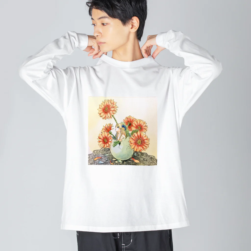 工房　鼓草 -こうぼう　つづみぐさ-のガーベラの君 ビッグシルエットロングスリーブTシャツ