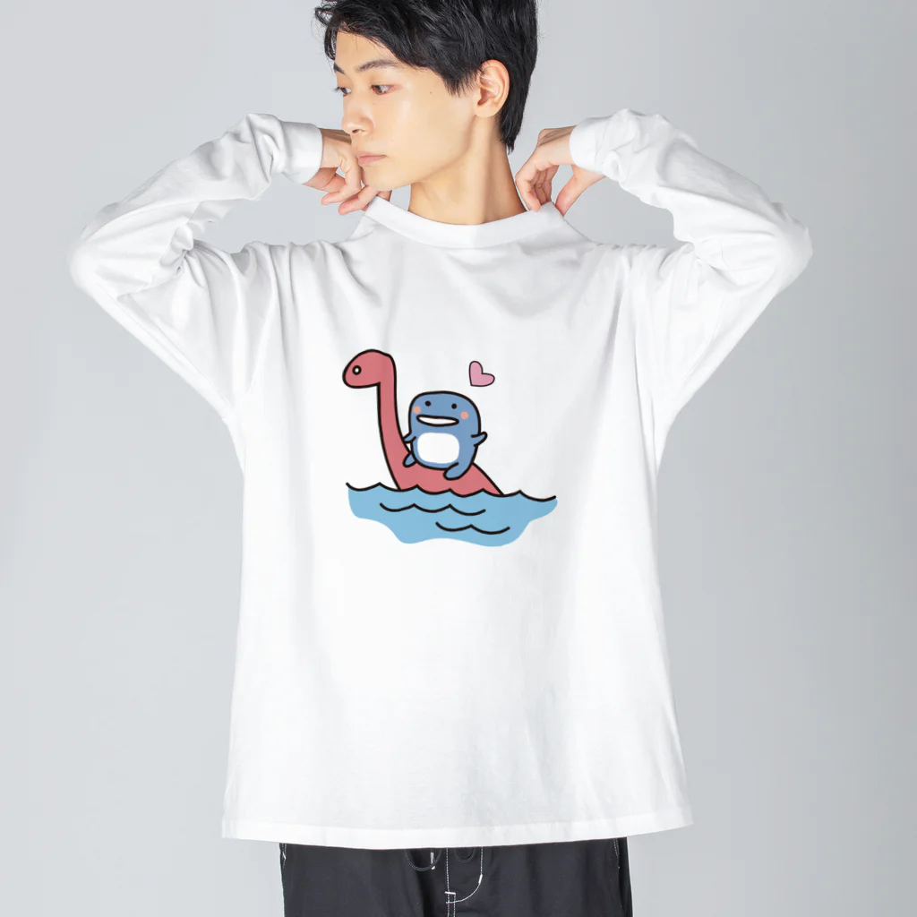 まみおデザインの恐竜とイルカくん Big Long Sleeve T-Shirt