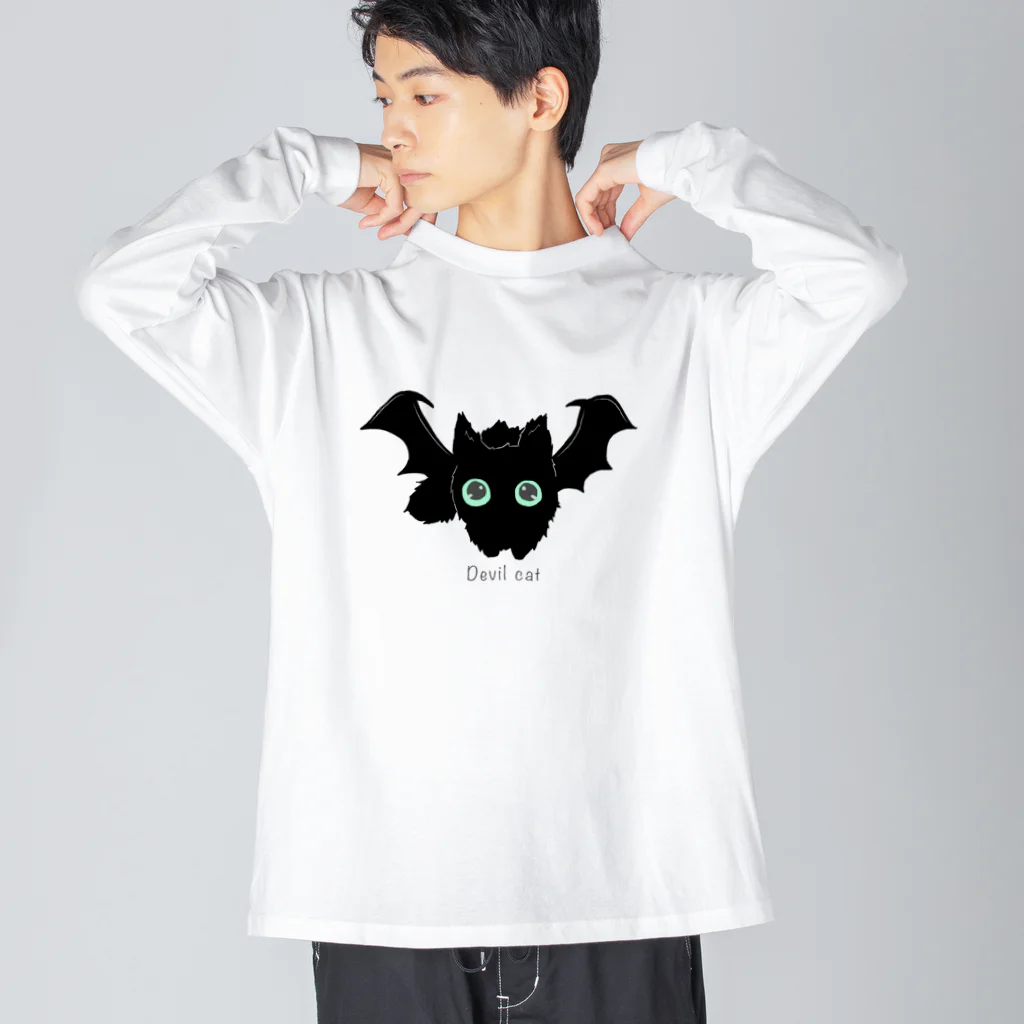 amemugi（あめむぎ）の悪魔みたいな猫 ビッグシルエットロングスリーブTシャツ