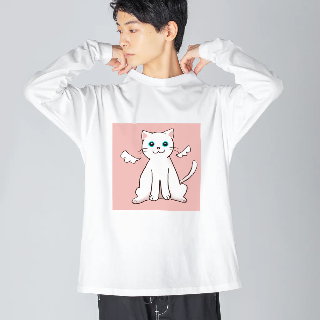 あおの天使ねこちゃん ビッグシルエットロングスリーブTシャツ