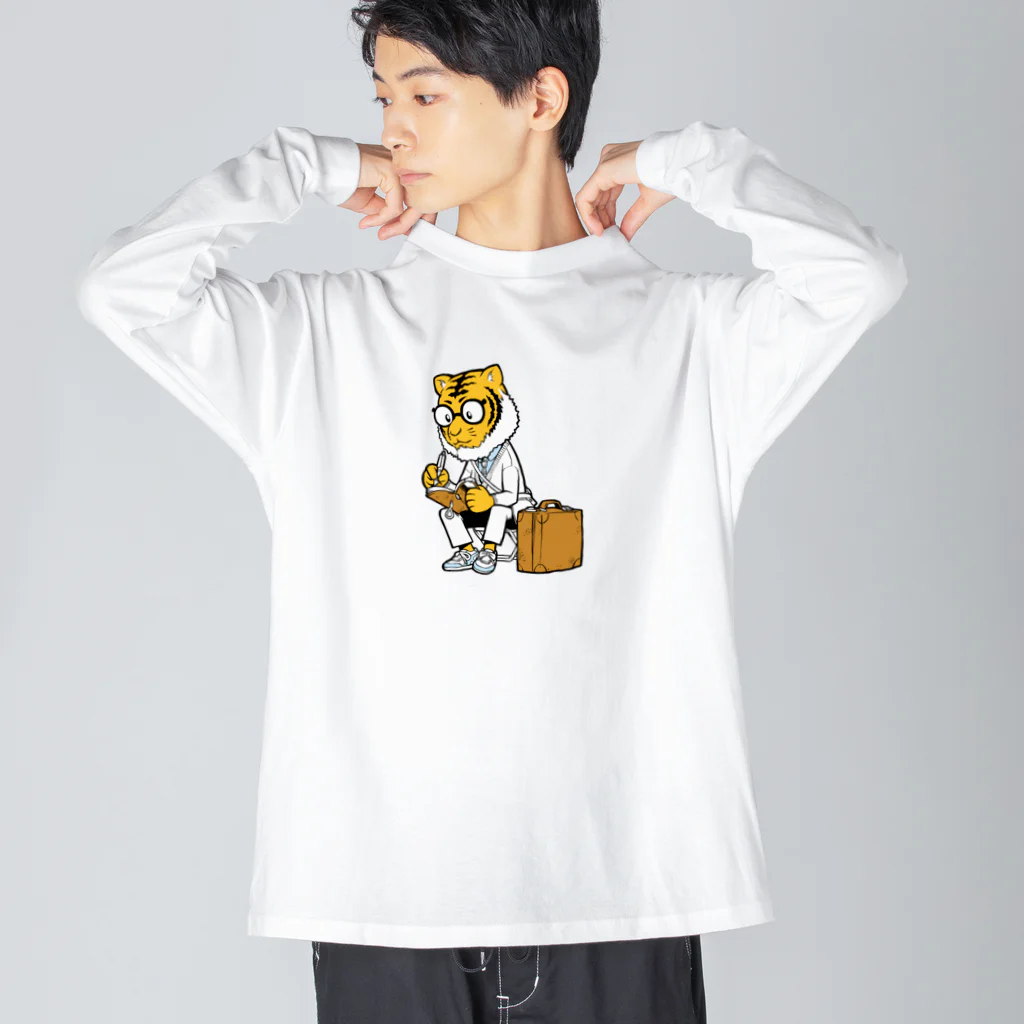 イラストレーター平戸三平のトラのトラベラー ビッグシルエットロングスリーブTシャツ