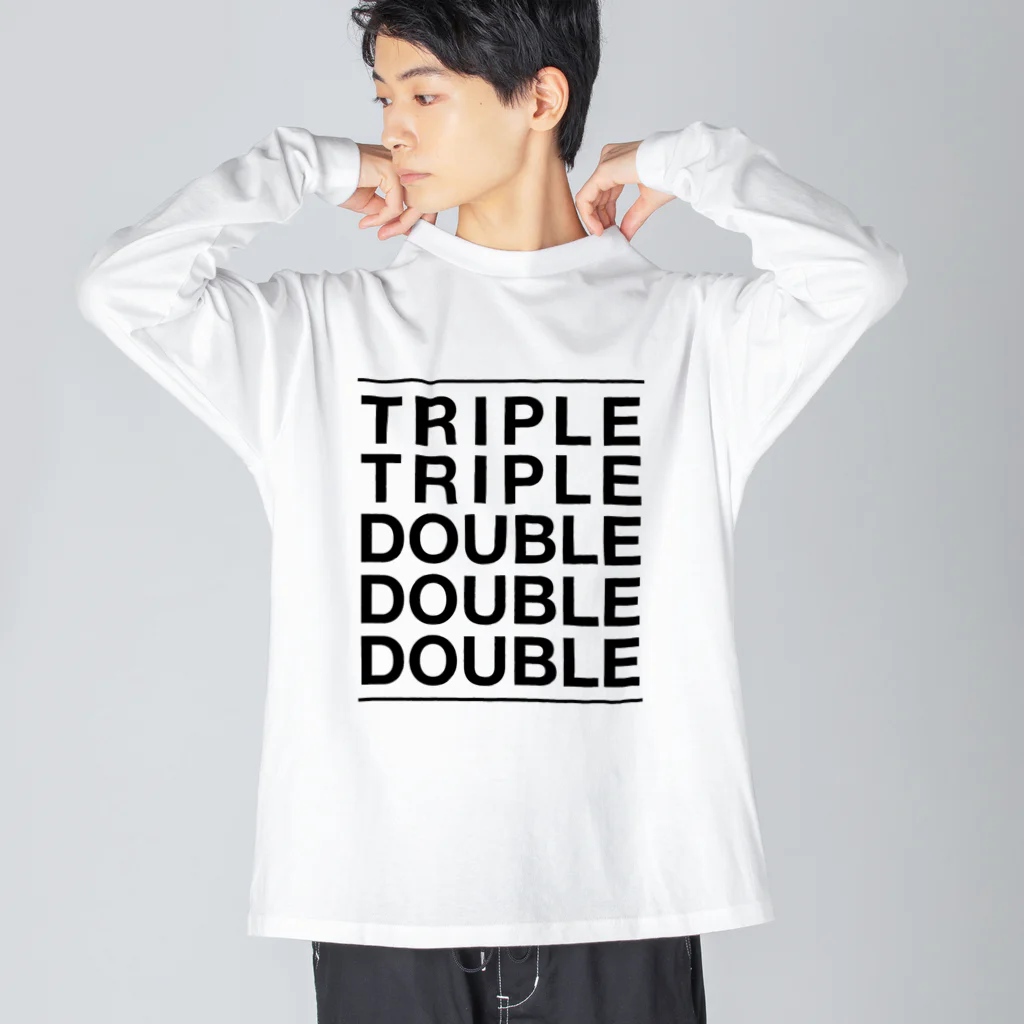 SaaStyle -サースティル-のT2D3（黒プリント）カットソー Big Long Sleeve T-Shirt