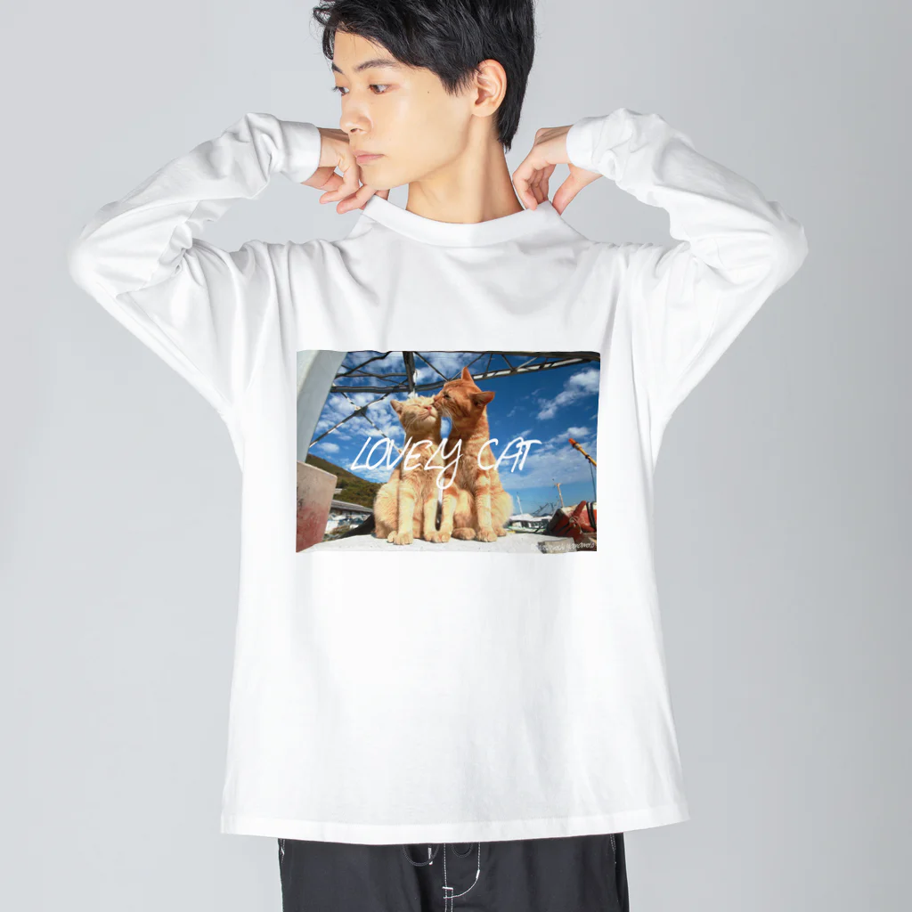 立ち猫®︎(たちねこ） SHOPのkissねこ　しまちゃん ビッグシルエットロングスリーブTシャツ