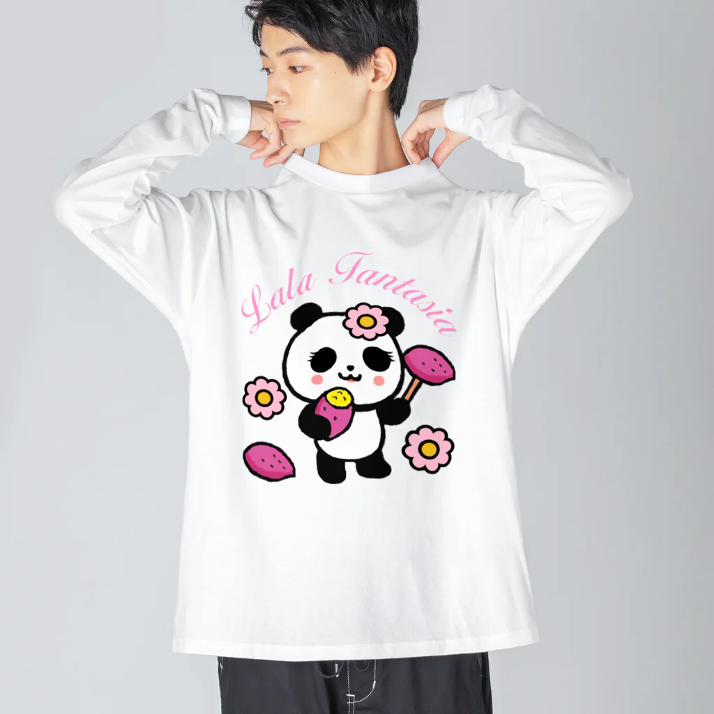 Lala Fantasia SUZURI StoreのLala Panda Yakiimo Big Long Sleeve T-Shirt