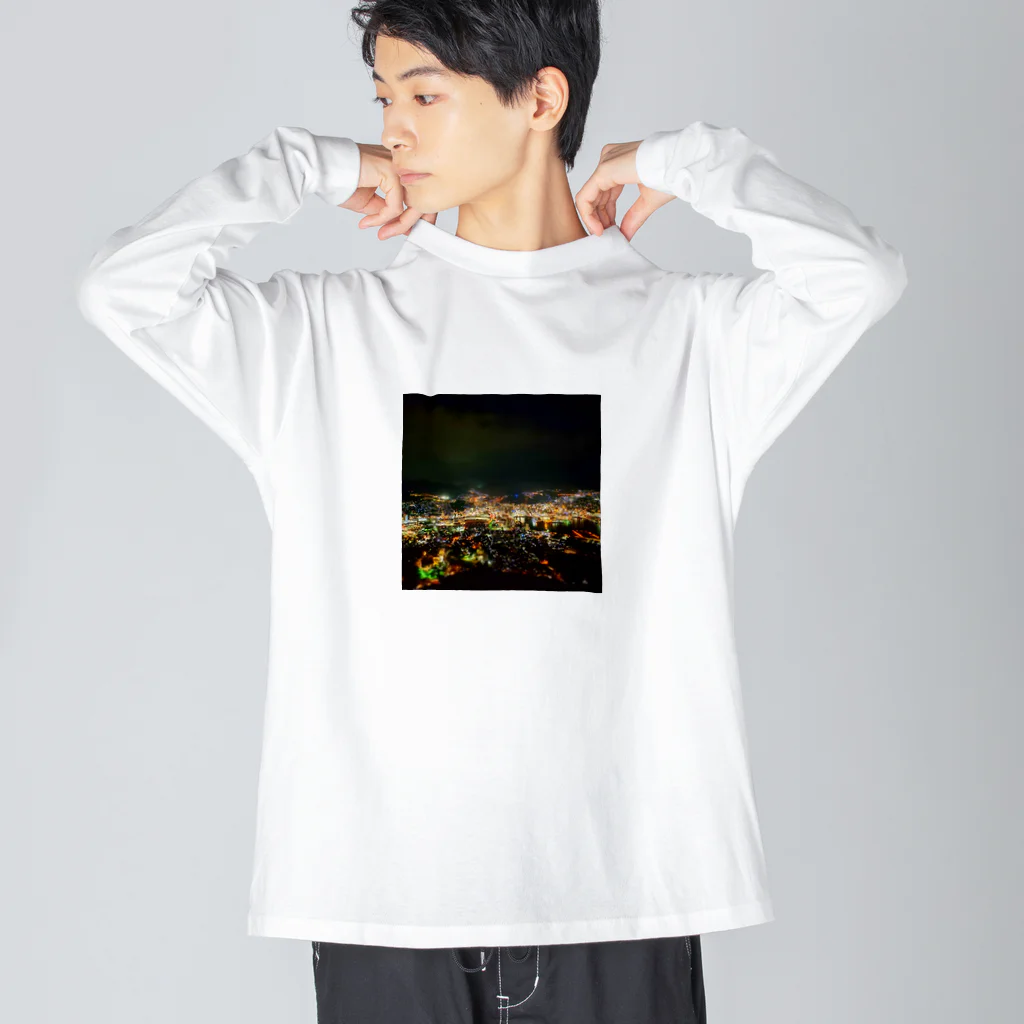 面白Tシャツ専門店の～稲佐山の夜景を添えて～ Big Long Sleeve T-Shirt