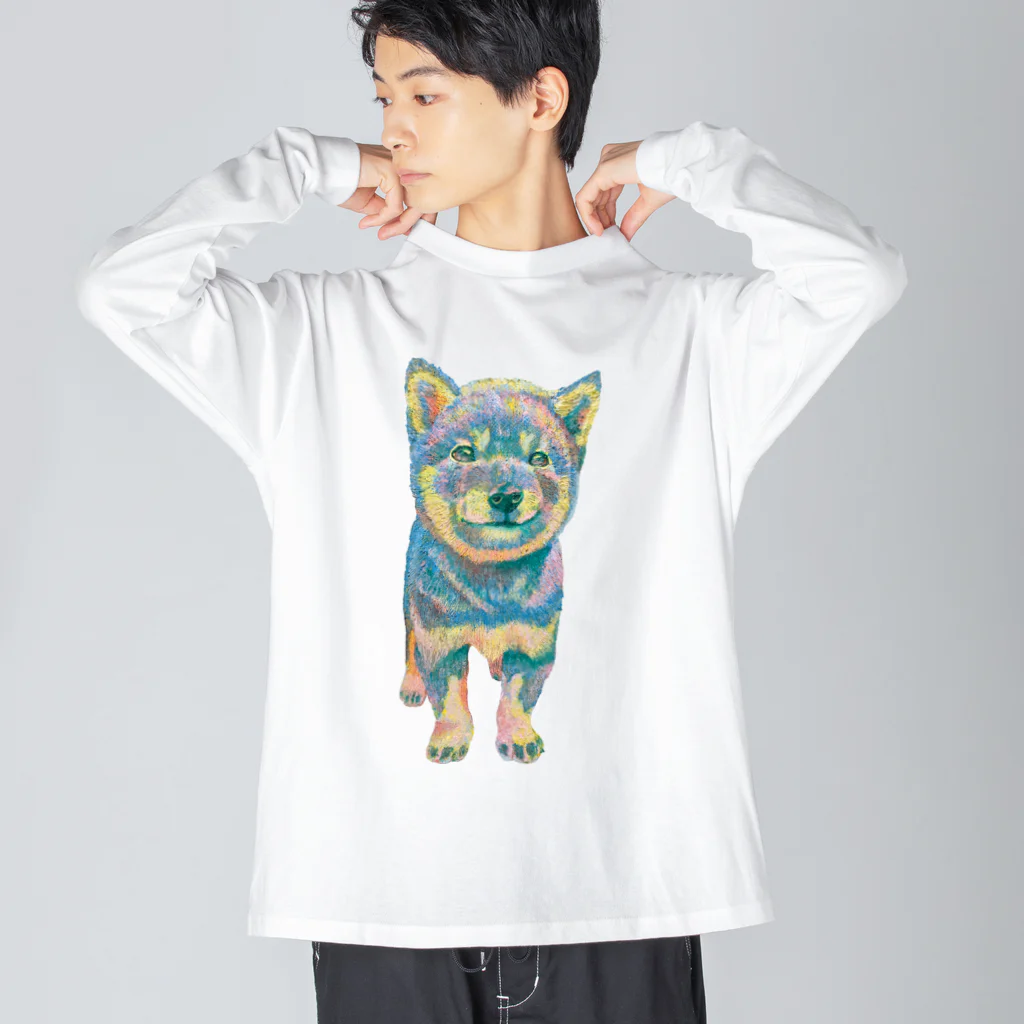 chaCo life with color&natureの油絵カラフル黒シバっ子 Big Long Sleeve T-Shirt