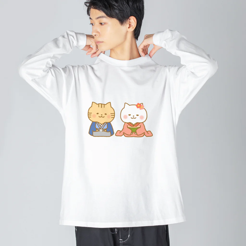 もちぱっちのお正月猫さん ビッグシルエットロングスリーブTシャツ