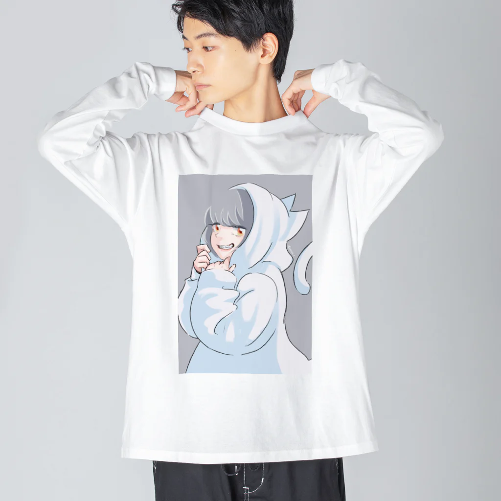 たろうのほっぺの猫フードGirl Big Long Sleeve T-Shirt