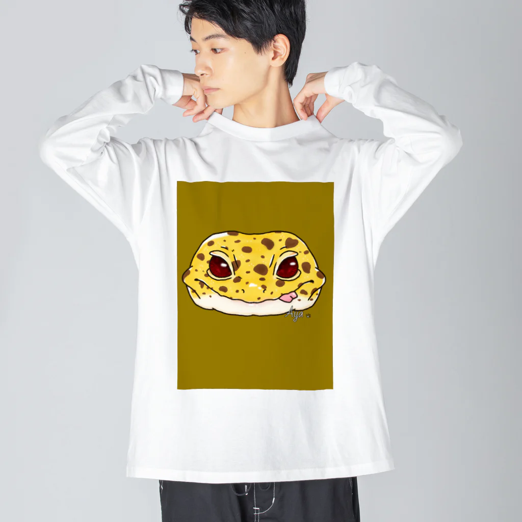 🦎Aya🦎のレオパのカラメルちゃん ビッグシルエットロングスリーブTシャツ