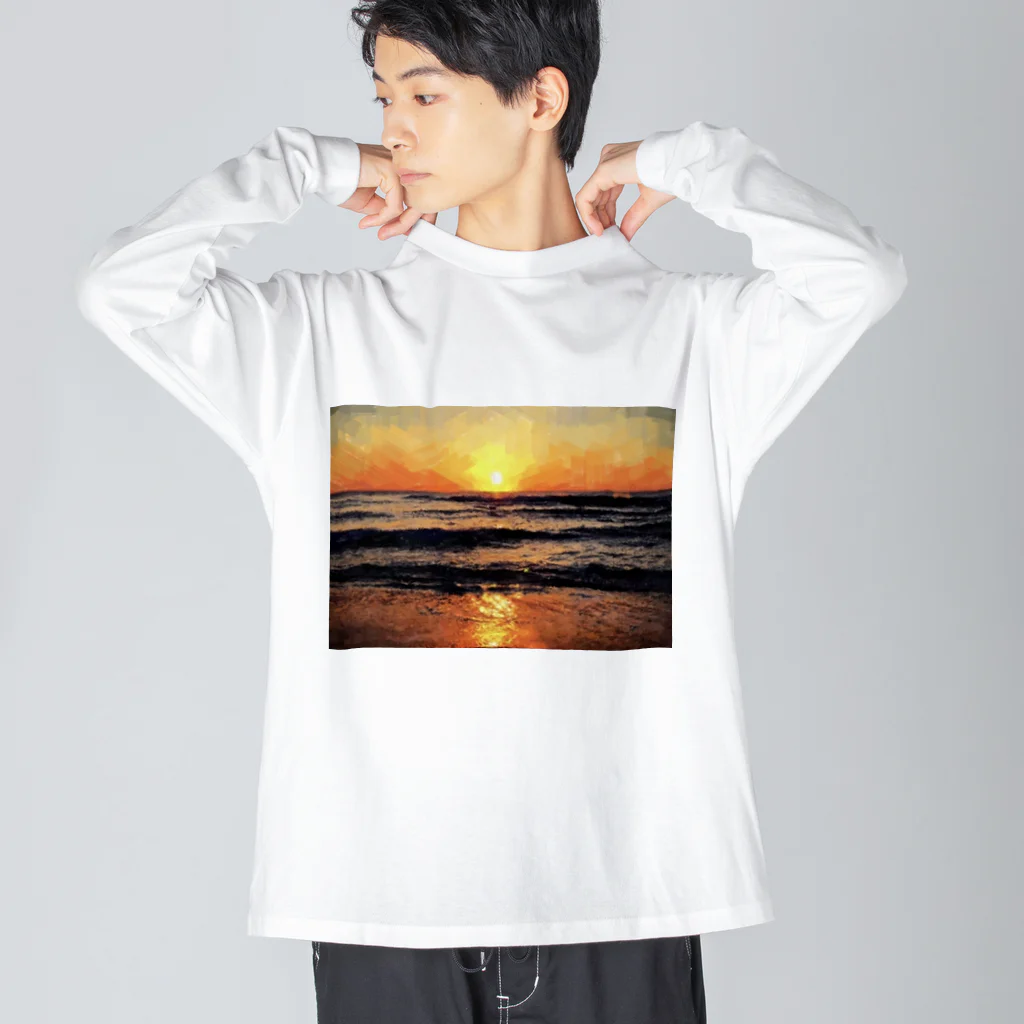 One natureのオレンジ夕日 ビッグシルエットロングスリーブTシャツ