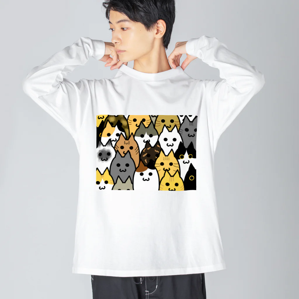 SHOP ベアたんの猫いっぱい Big Long Sleeve T-Shirt