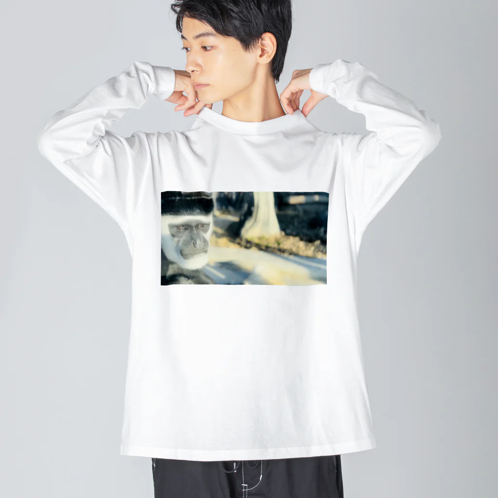 874NatureWorksの渋くて凛々しいイケメンすぎる猿 ビッグシルエットロングスリーブTシャツ