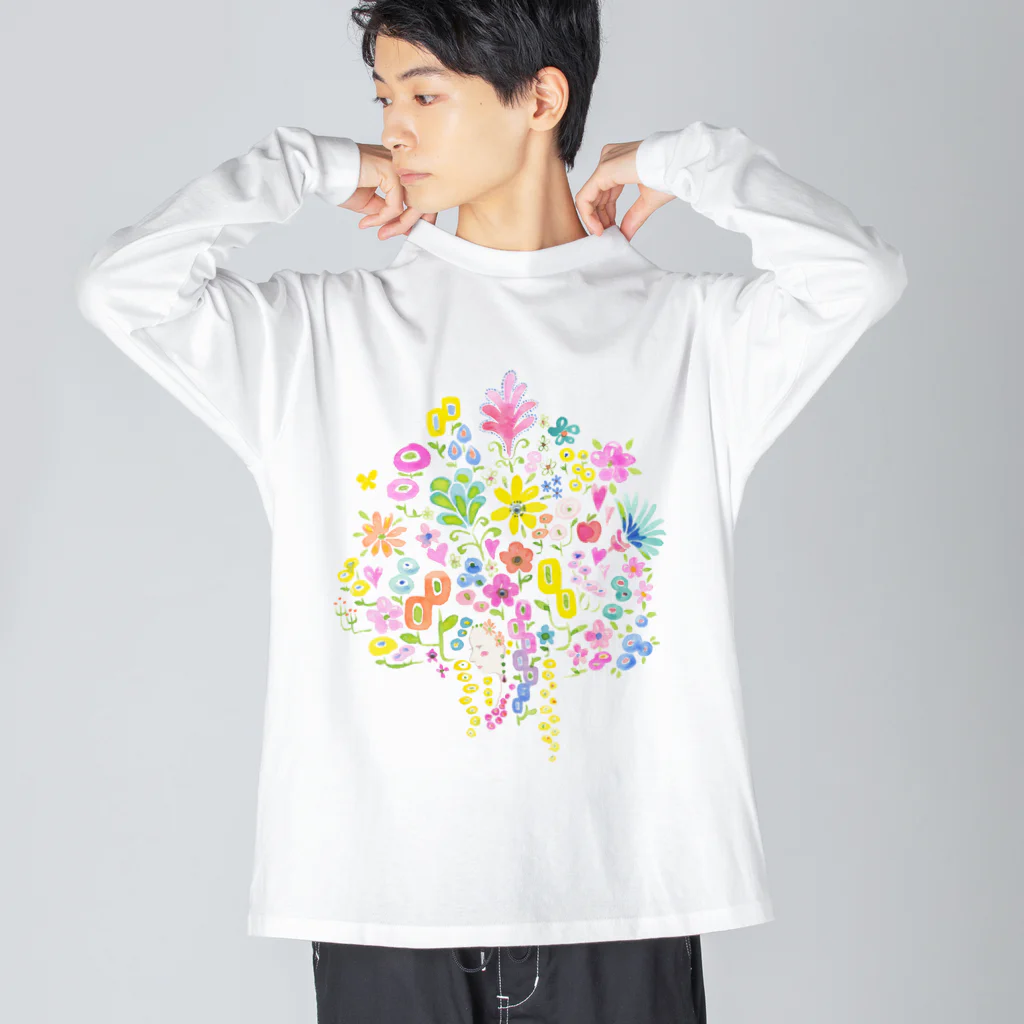 tetote ai design hut ～森の中のデザイン制作所～の花ごころ　恋ごころ ビッグシルエットロングスリーブTシャツ