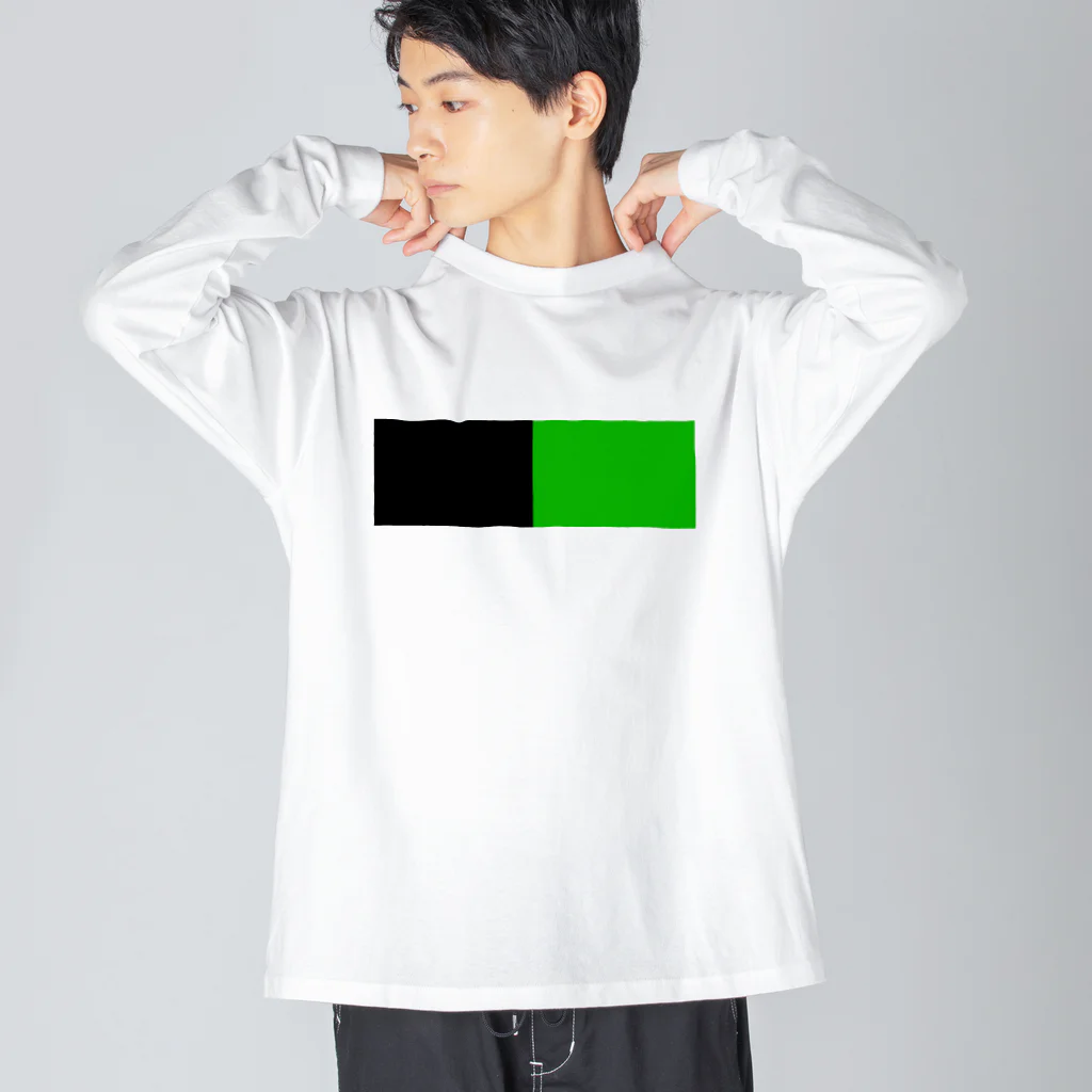 手描きのエトセトラの黒×緑 ２色バイカラー ビッグシルエットロングスリーブTシャツ