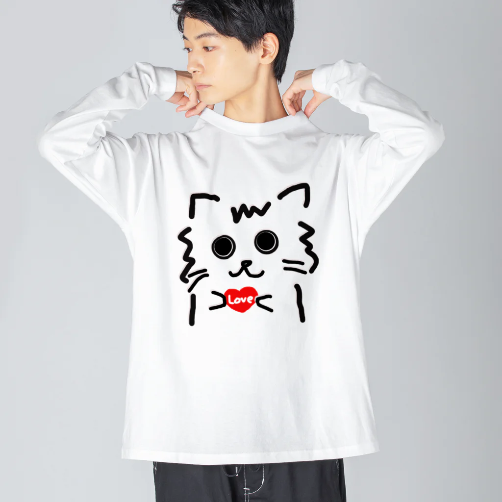 兎猫庵のハート猫 ビッグシルエットロングスリーブTシャツ