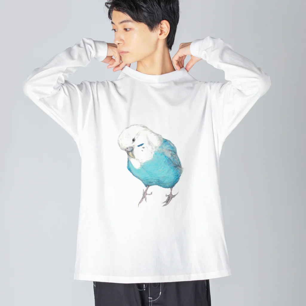 森図鑑の[森図鑑]セキセイインコ オパーリン ビッグシルエットロングスリーブTシャツ