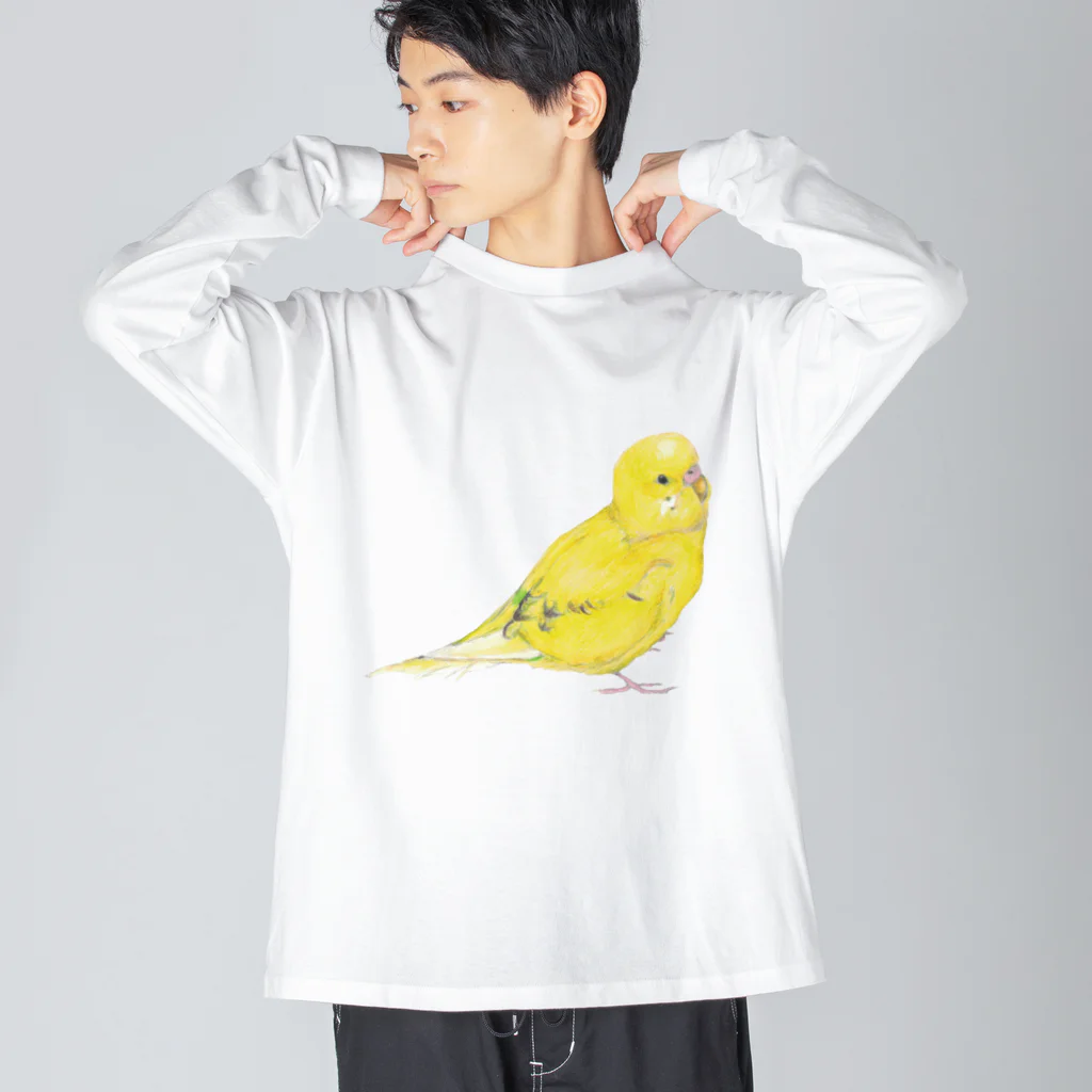 森図鑑の[森図鑑]セキセイインコ黄色 Big Long Sleeve T-Shirt