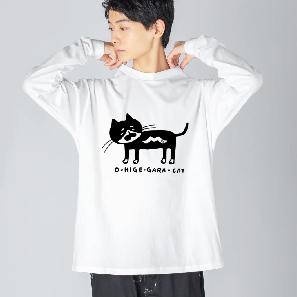 お髭ショップのお髭柄キャット ビッグシルエットロングスリーブTシャツ