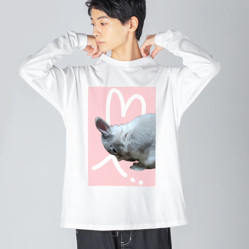 ぽぽこ🐰SHOPのくしくしバニラたん. ハートver ビッグシルエットロングスリーブTシャツ