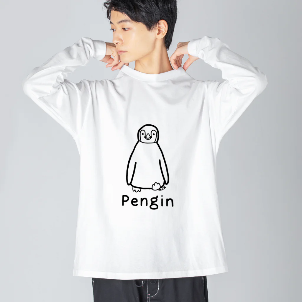 MrKShirtsのPengin (ペンギン) 黒デザイン ビッグシルエットロングスリーブTシャツ