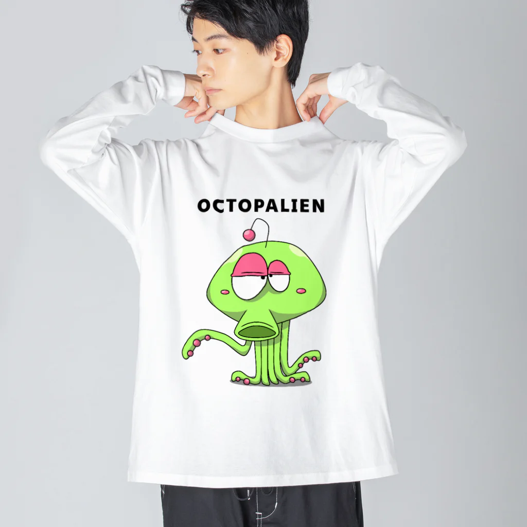 chiplizardのおとぼけタコ型宇宙人オクトパリアン ビッグシルエットロングスリーブTシャツ