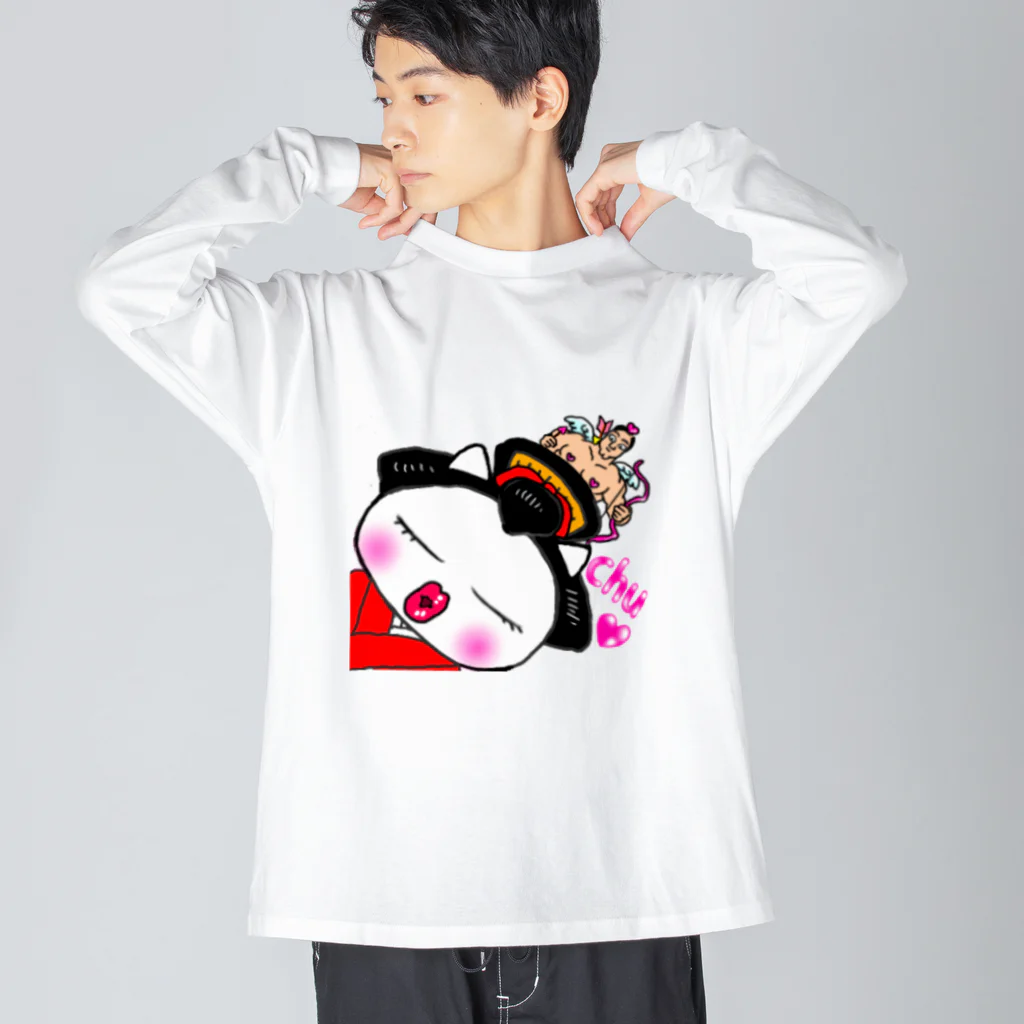 Happy Fun goodsの舞妓ねこ　接吻 Big Long Sleeve T-Shirt