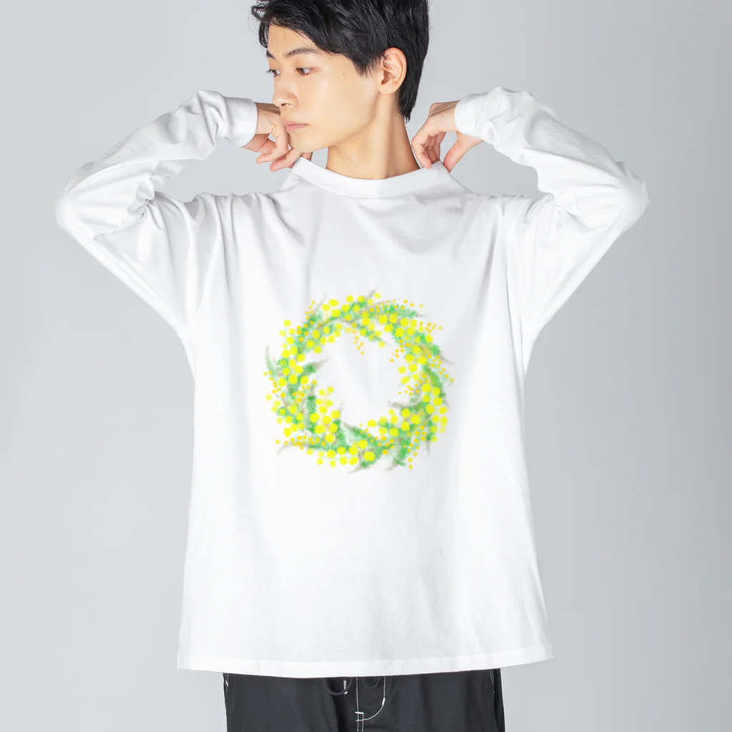 satoharuのミモザのリース ビッグシルエットロングスリーブTシャツ