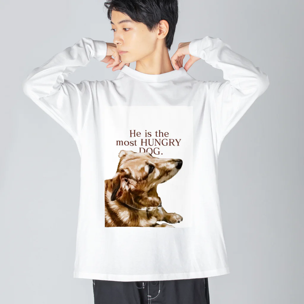 the most "DOG"のhe is the most hungry dog. RED ビッグシルエットロングスリーブTシャツ