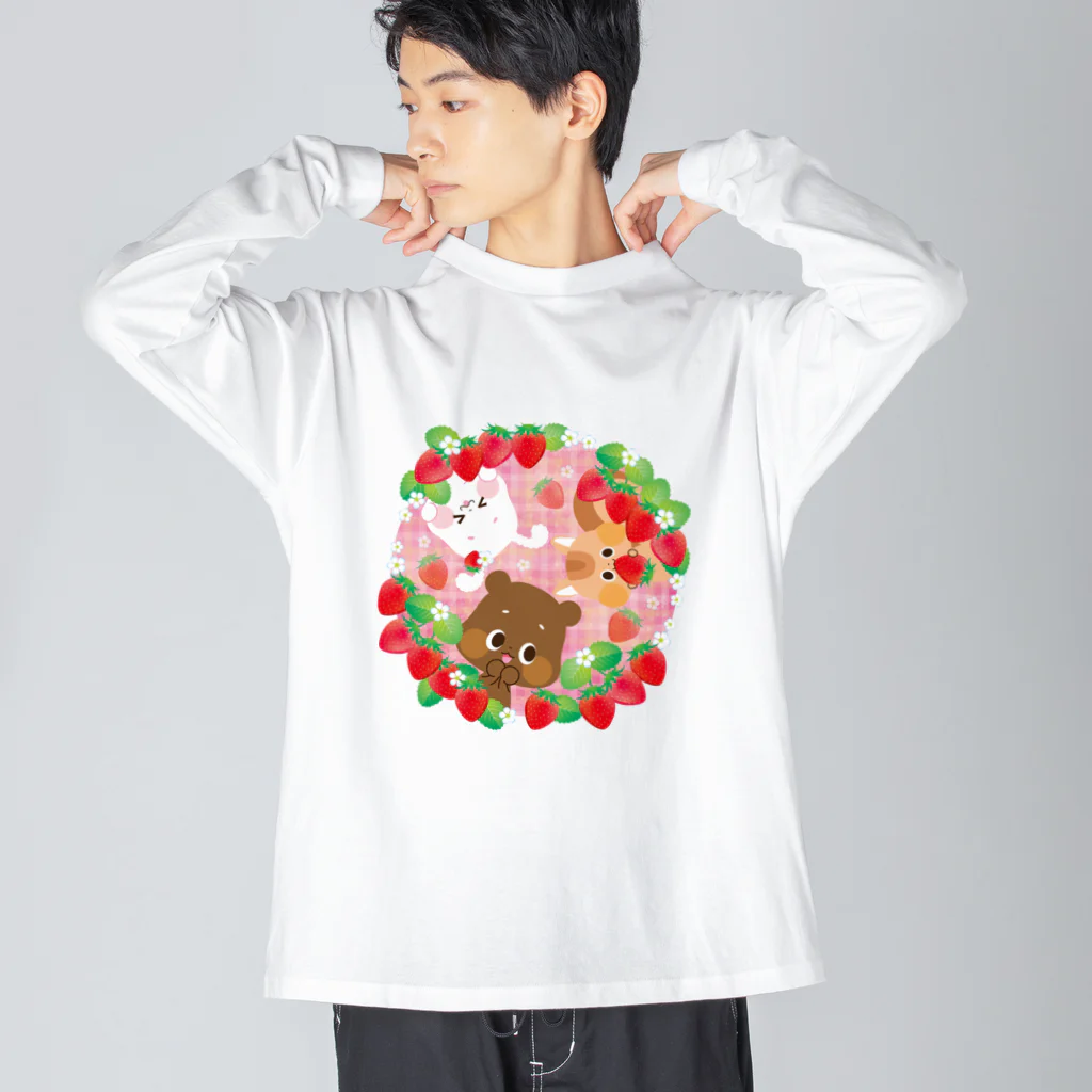 ゆるかわグラデーション＠NonnoDesignLaboのイチゴがいっぱい Big Long Sleeve T-Shirt