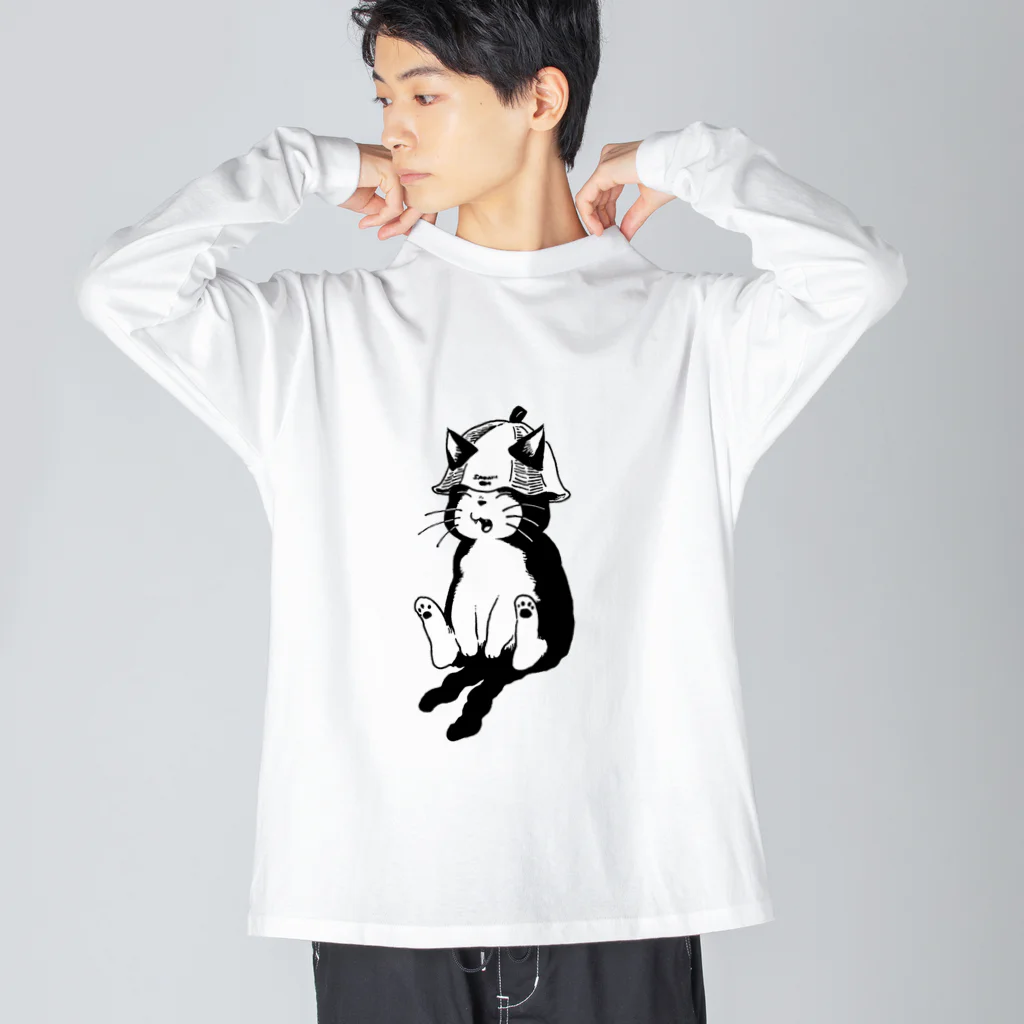 INKLINK.のサウナ中にゃー ビッグシルエットロングスリーブTシャツ