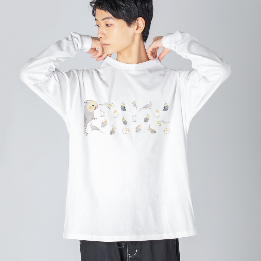 まめるりはことりのあつまれオカメインコちゃん【まめるりはことり】 Big Long Sleeve T-Shirt