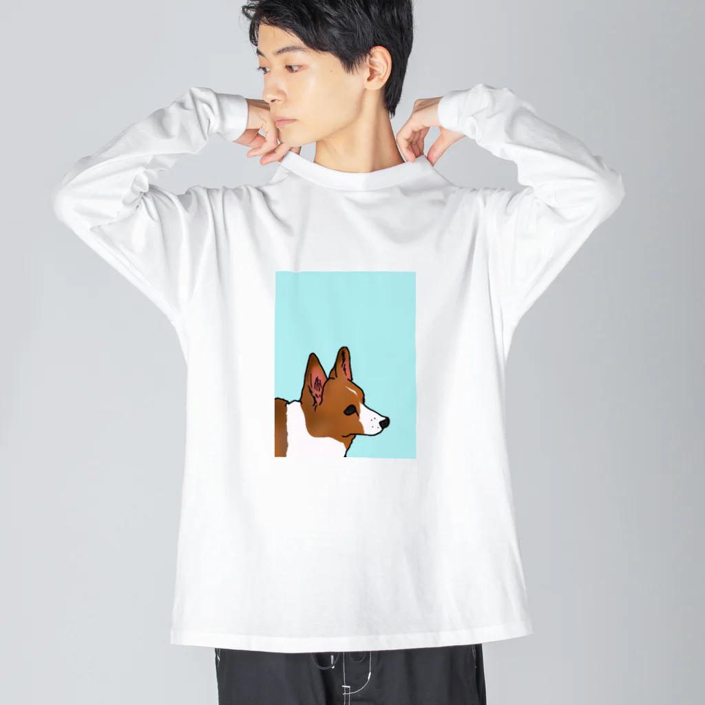 りりのお絵描き屋さんの凛としたコーギー ビッグシルエットロングスリーブTシャツ