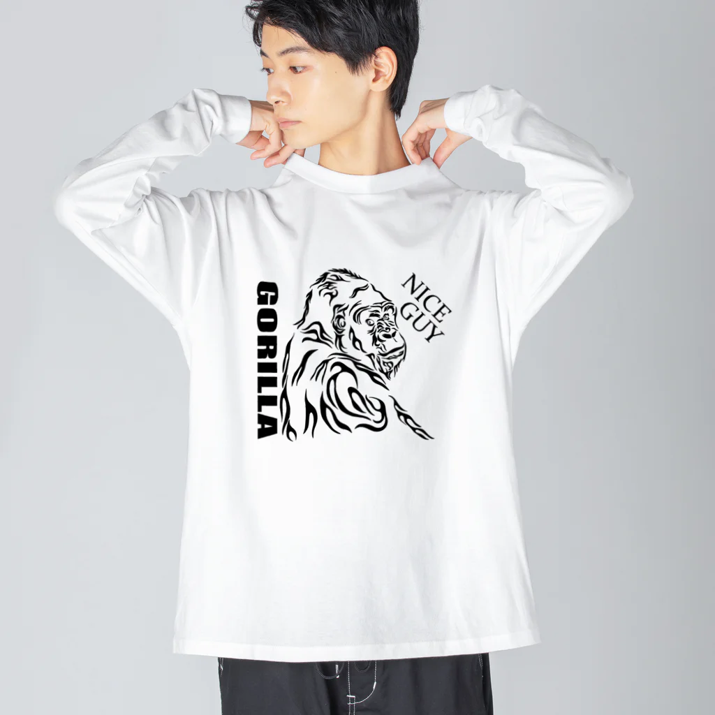 MisCreAntミスクリアントのトライバル ゴリラ Big Long Sleeve T-Shirt