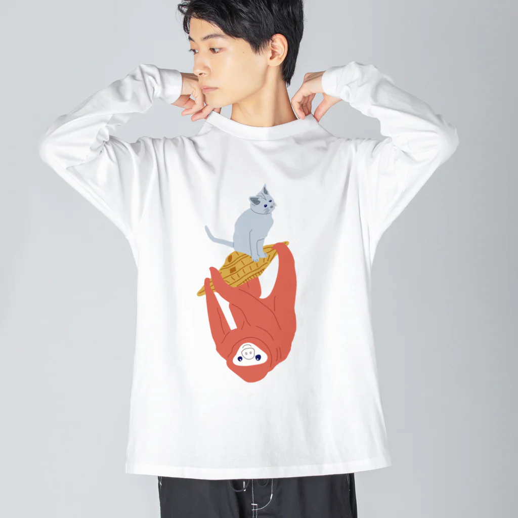 ロゴスの猫&ナマケモノ⇒UFO捕獲編 Big Long Sleeve T-Shirt