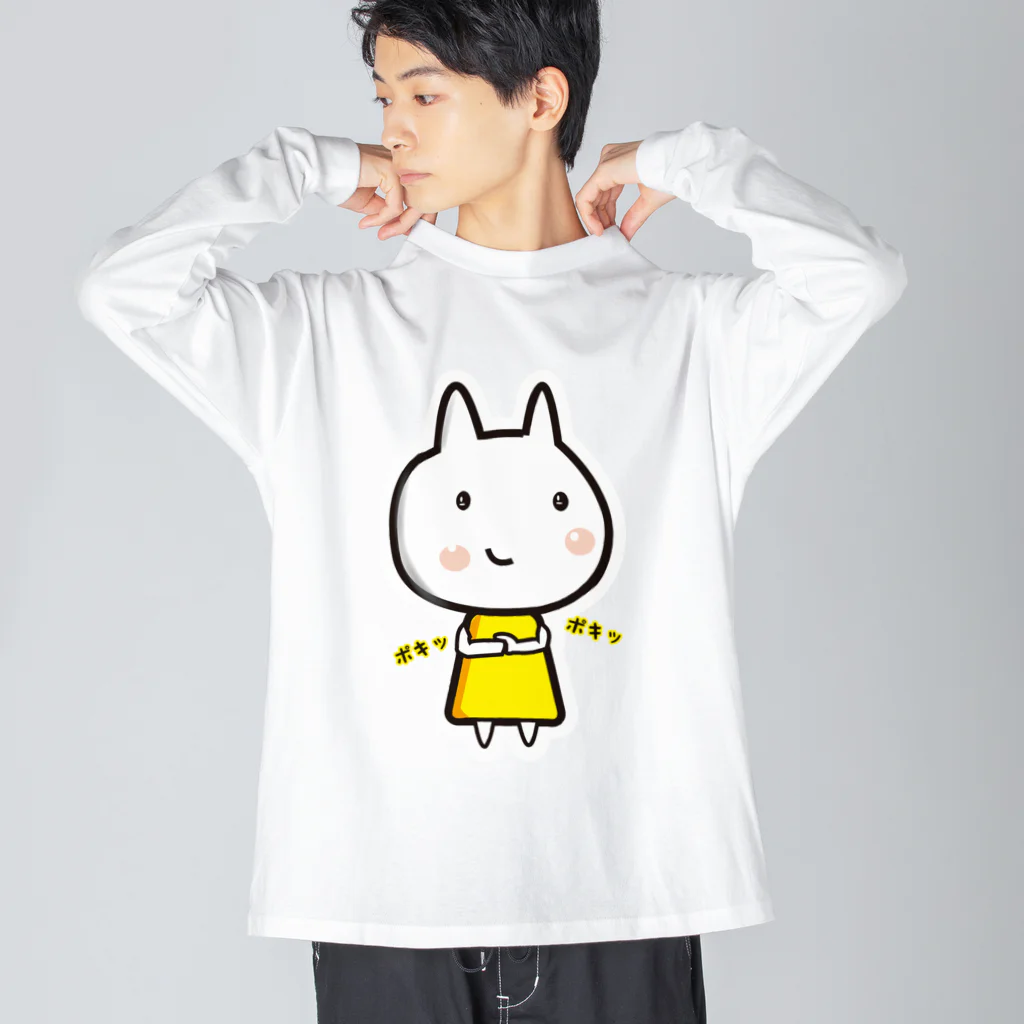 Drecome_Designの【悪巧み】うさねこ【腹黒】 ビッグシルエットロングスリーブTシャツ