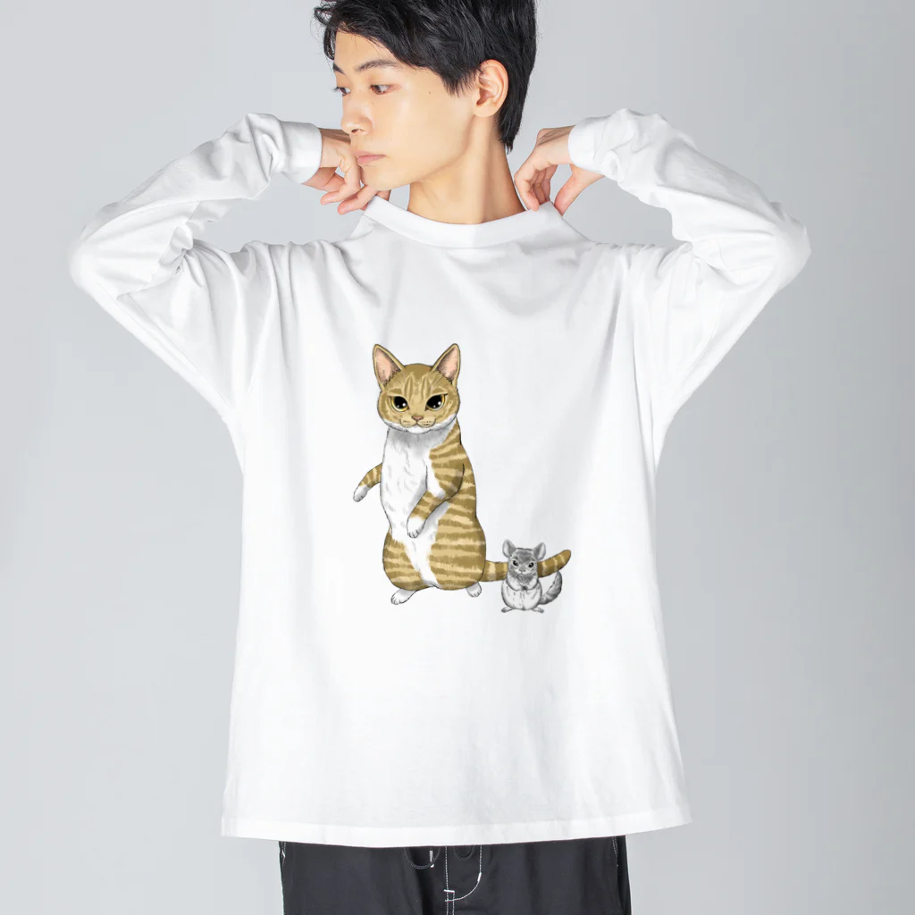 縁-yukari-の猫とチンチラ ビッグシルエットロングスリーブTシャツ