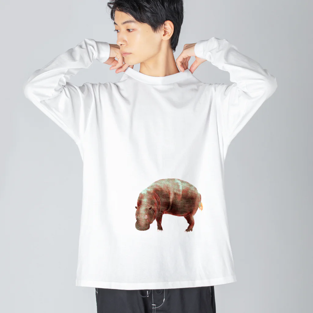 文様動物園 Pattern Zoo Museum shopの算木崩し × コビトカバ ビッグシルエットロングスリーブTシャツ