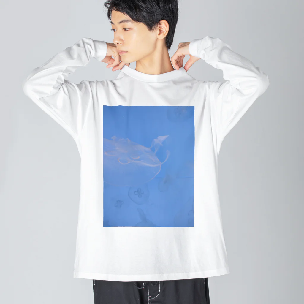 YURURIのくらげblue ビッグシルエットロングスリーブTシャツ