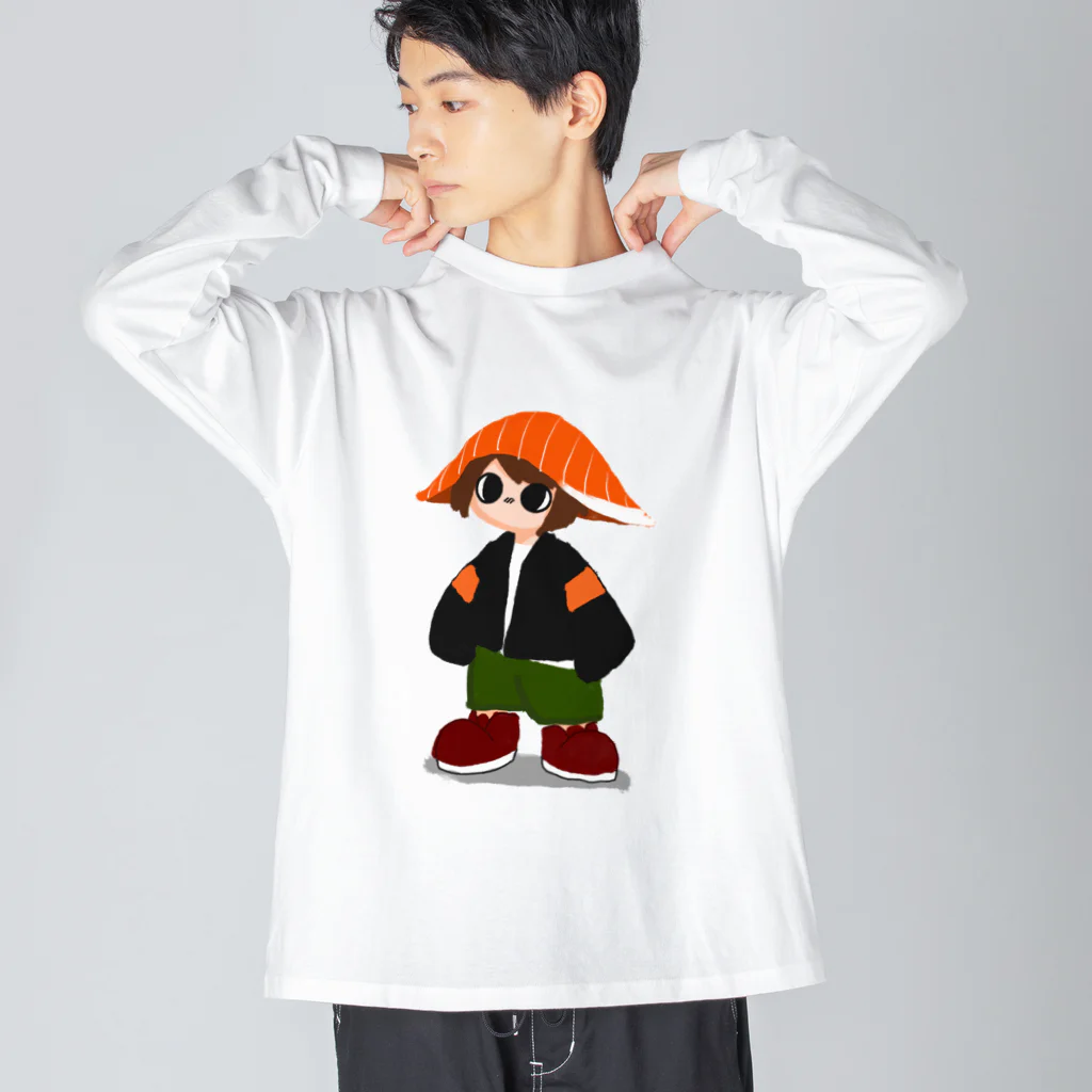 Sigawaの水彩風すしずきん ビッグシルエットロングスリーブTシャツ