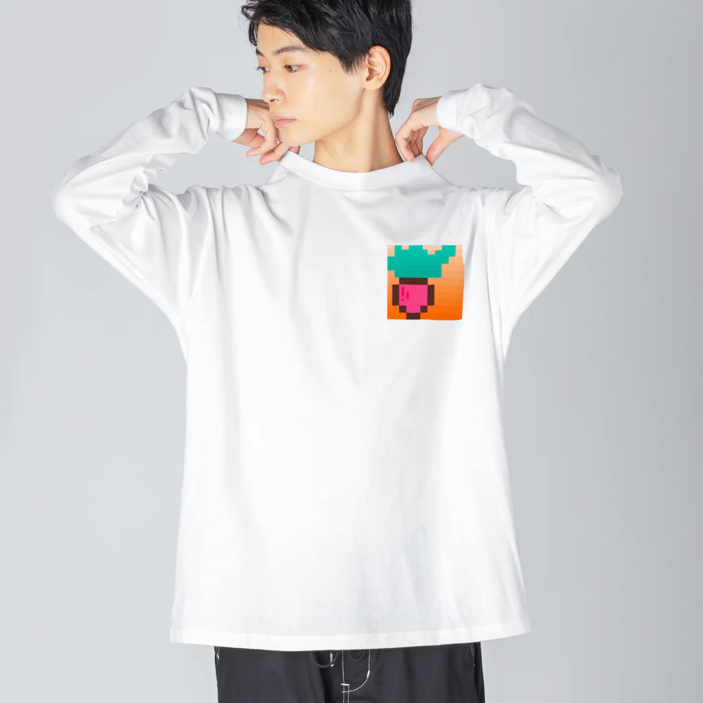 Seeds of happinessのラッキー大根#22（背景あり） Big Long Sleeve T-Shirt