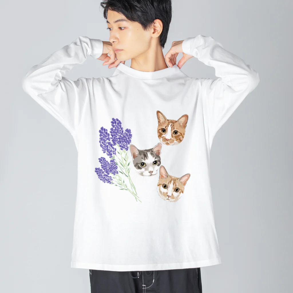 みきぞーん｜保護猫 ミッキー画伯と肉球とおともだちのrui & ram & Ta-chan Big Long Sleeve T-Shirt