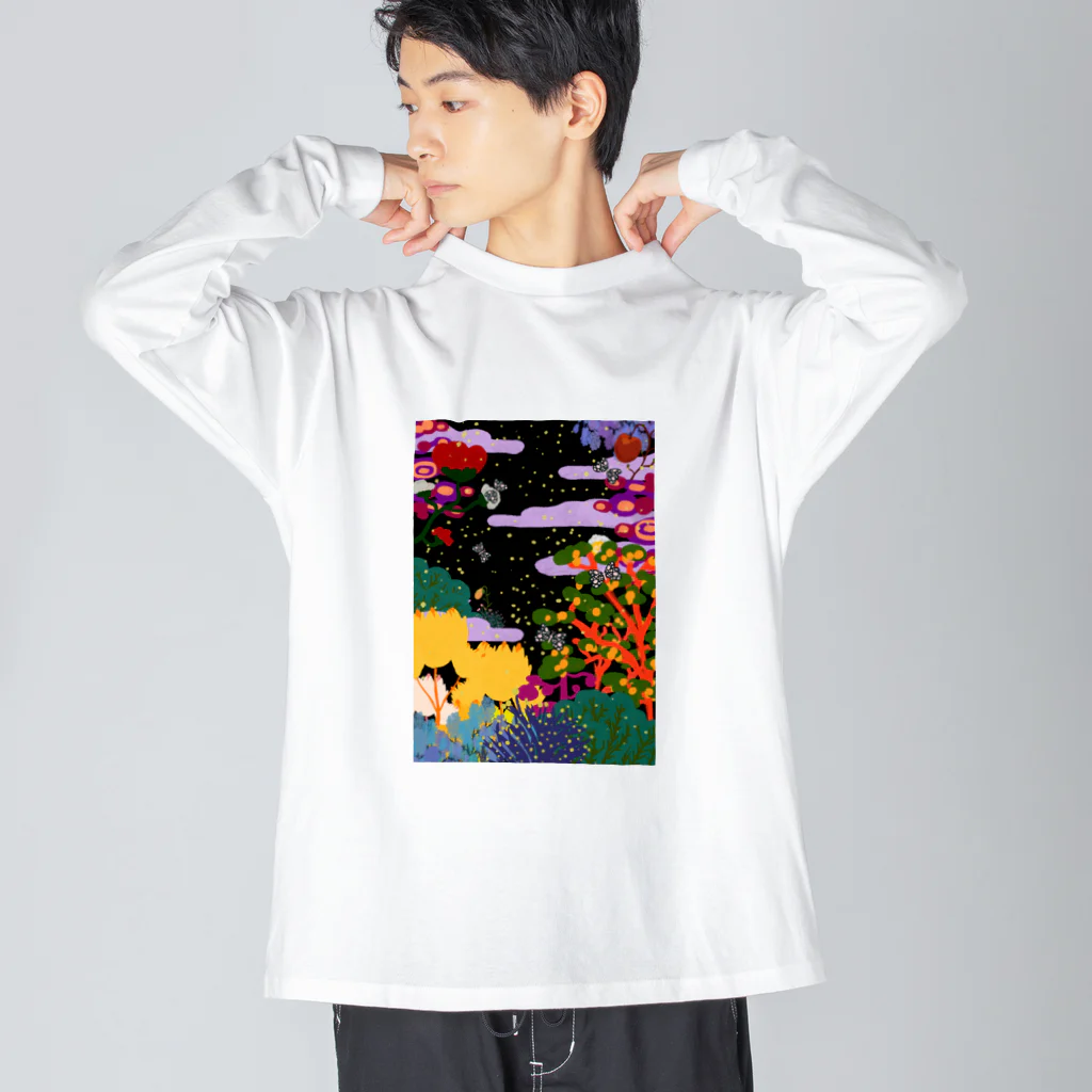 Marikoのサイケデリックフラワータウン ビッグシルエットロングスリーブTシャツ